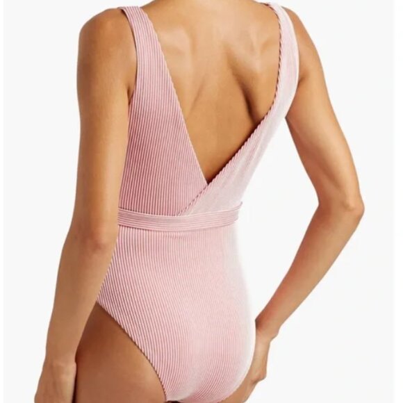 Onia Michelle Belted Striped One-Piece Swimsuit - Picture 2 of 6